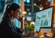 Ekonomia behawioralna – co to jest i dlaczego warto ją znać? kobieta analizująca wykresy finansowe, symbol ekonomii behawioralnej